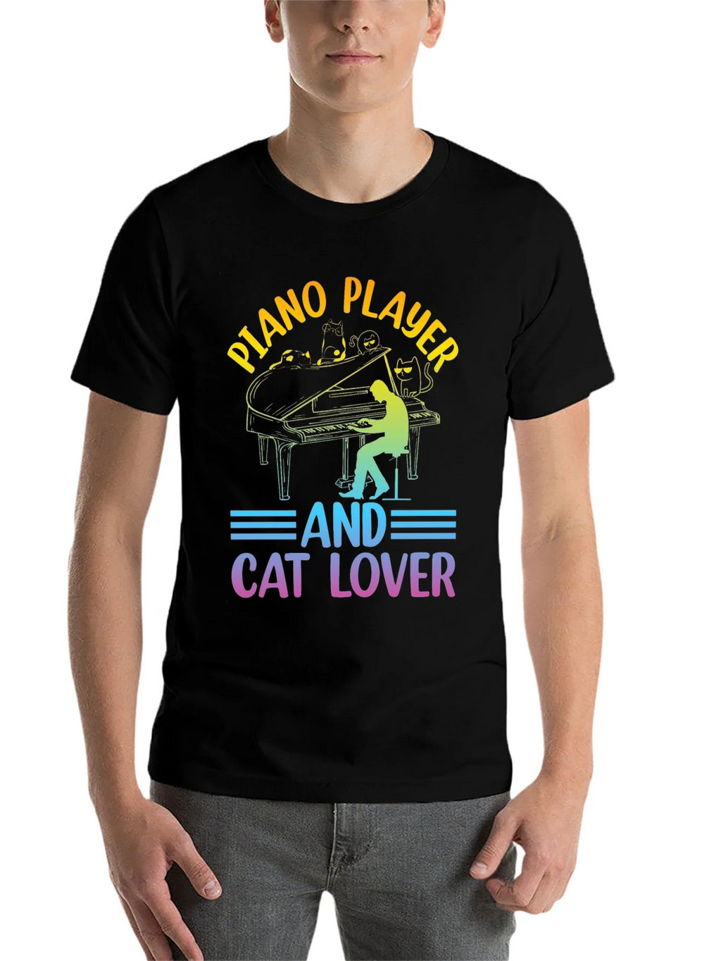Piano Player Cat Lover T-Shirt - Music & Feline Fun product image 4
