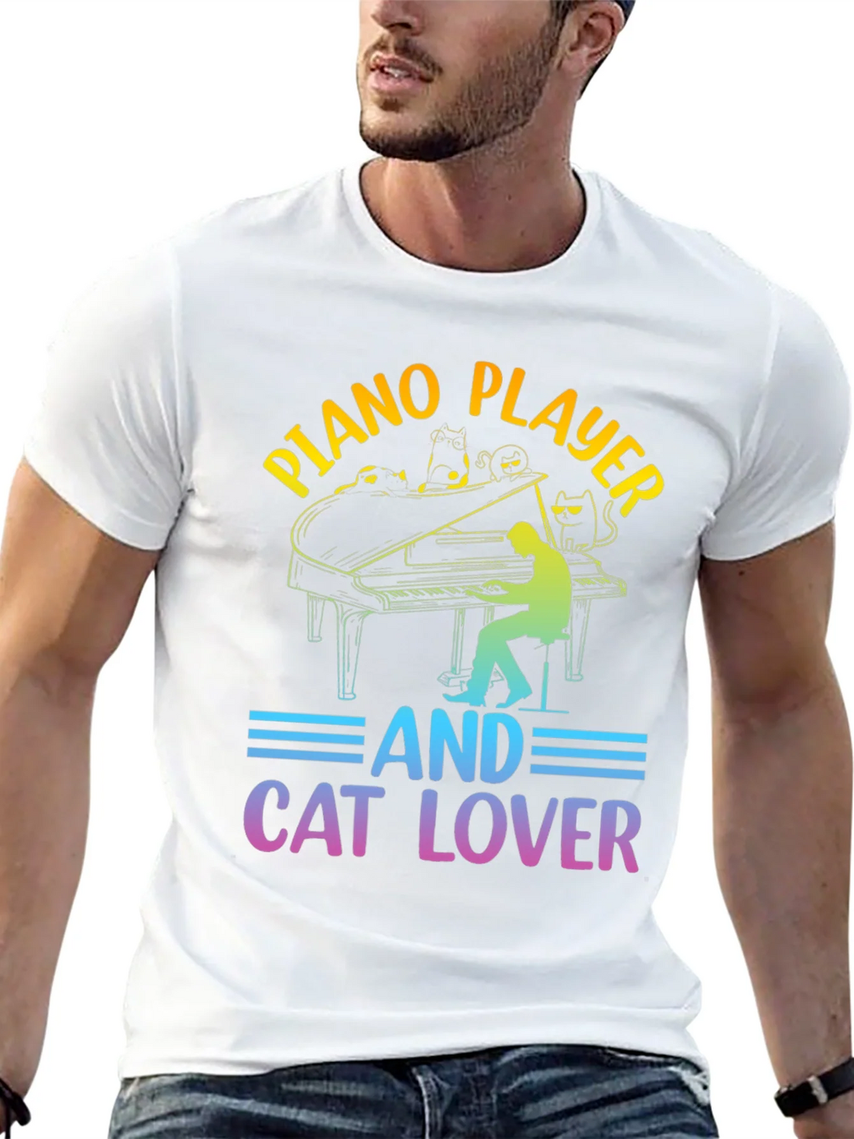 Piano Player Cat Lover T-Shirt - Music & Feline Fun product image 12
