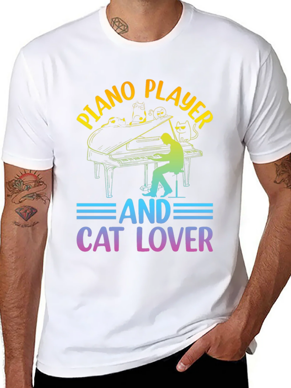 Piano Player Cat Lover T-Shirt - Music & Feline Fun product image 7