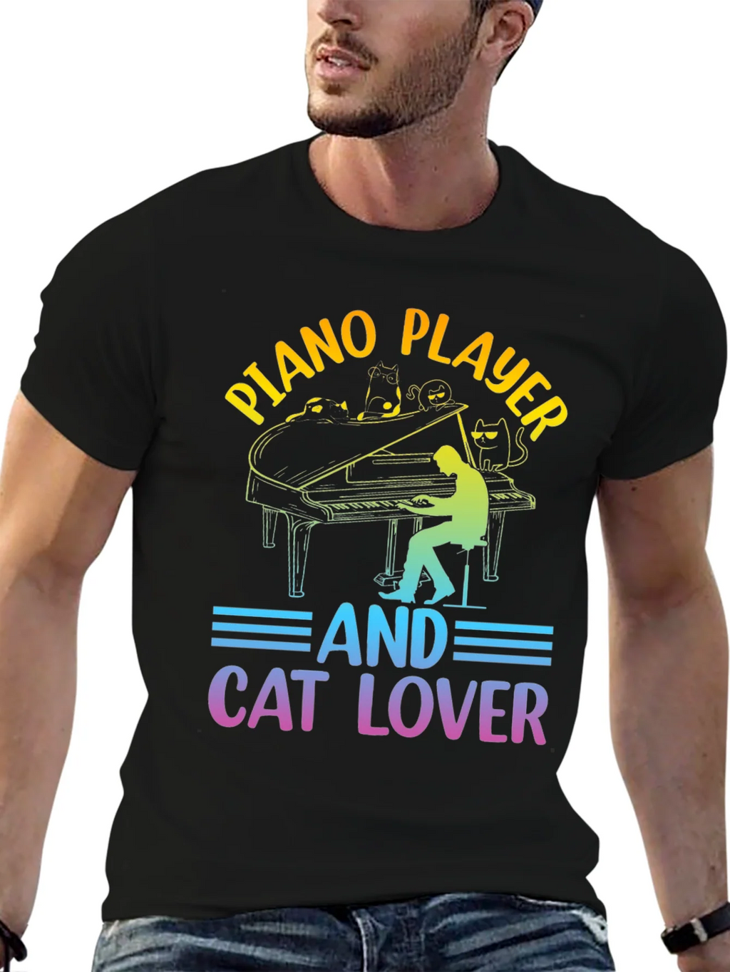 Piano Player Cat Lover T-Shirt - Music & Feline Fun product image 6