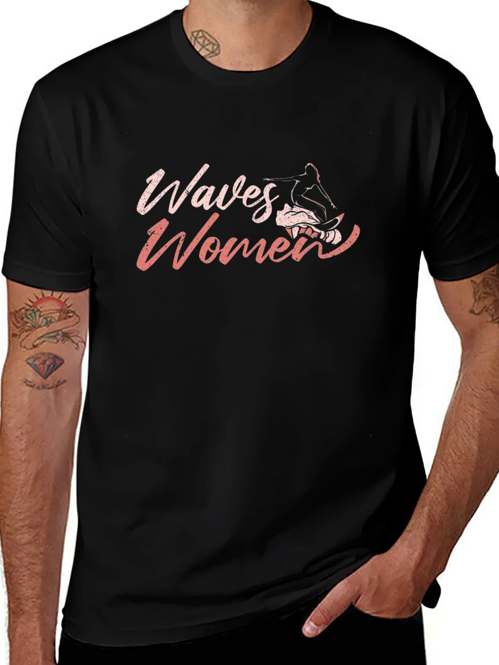 Waves Womens Graphic Tee - Black product image 1