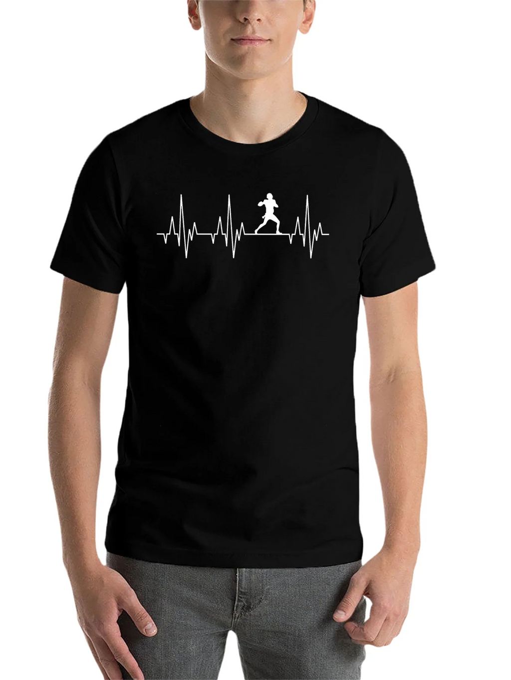 Football Heartbeat Graphic T-Shirt - Black product image 4