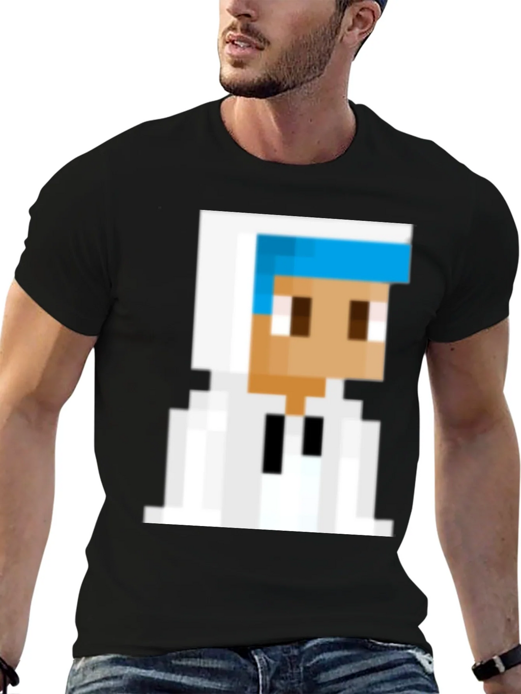 Pixelated Character Graphic Tee - Black Cotton Blend product image 6
