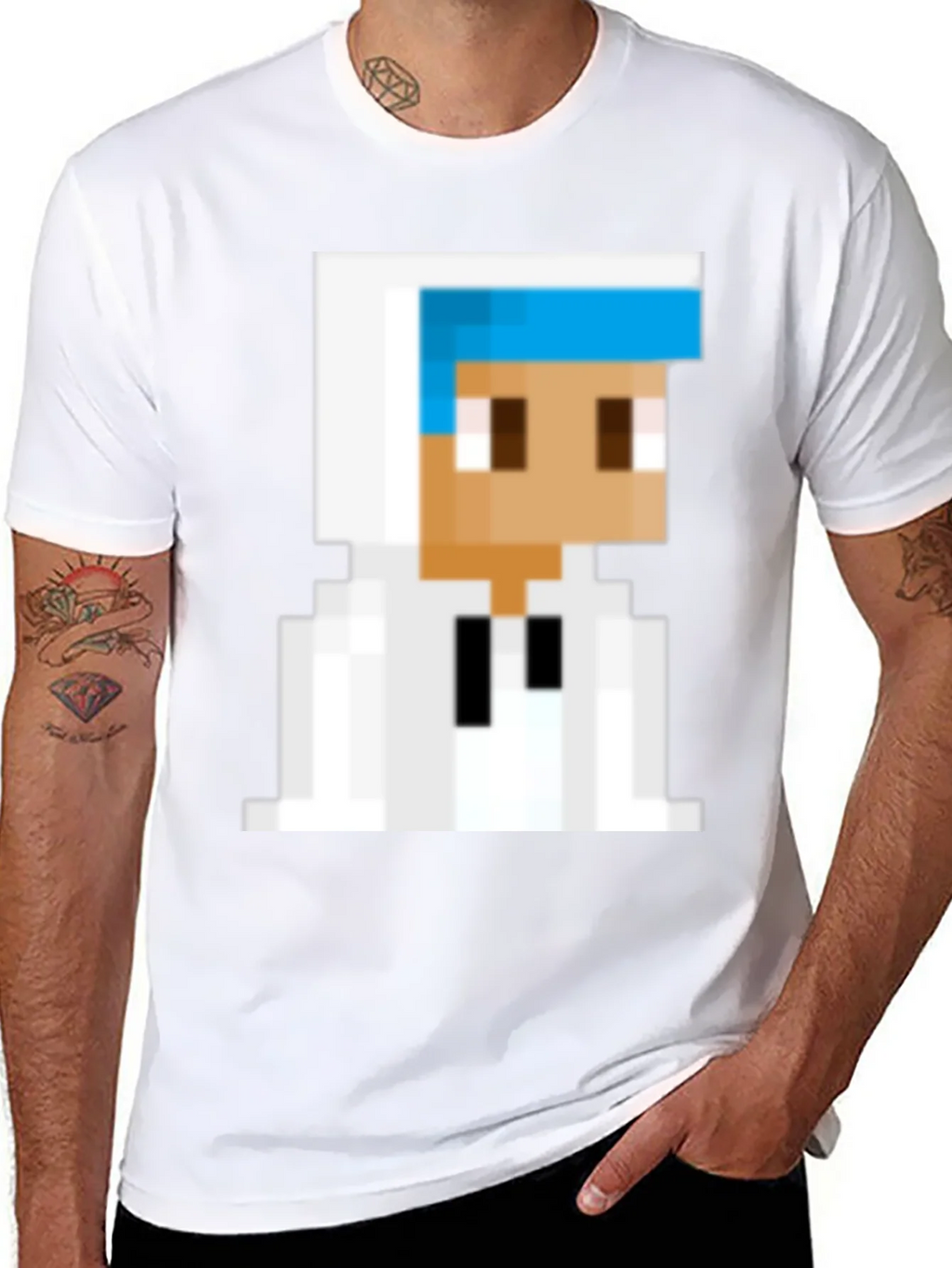 Pixelated Character Graphic Tee - Black Cotton Blend product image 7