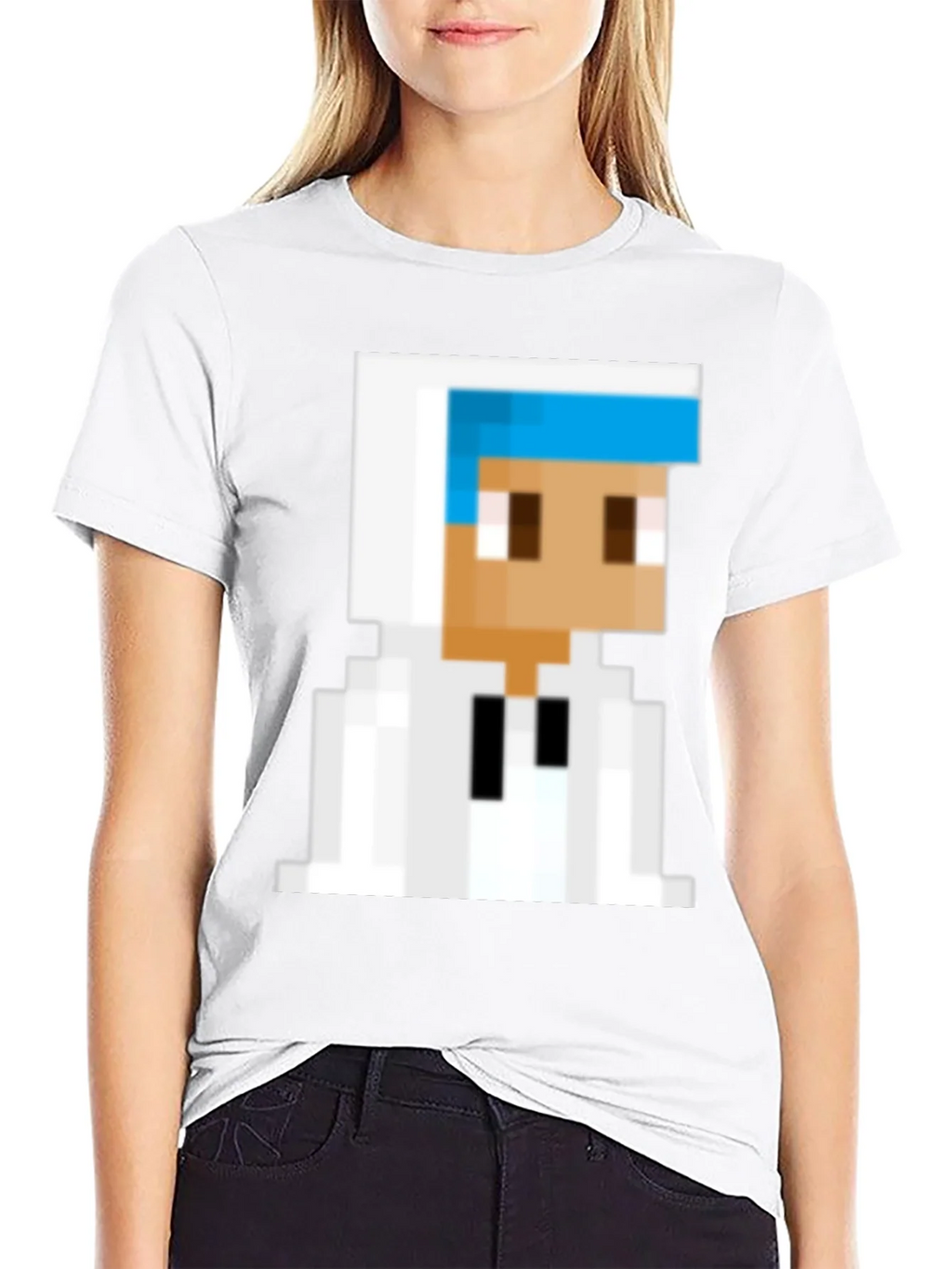 Pixelated Character Graphic Tee - Black Cotton Blend product image 8