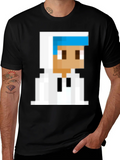 Pixelated Character Graphic Tee - Black Cotton Blend product image 1
