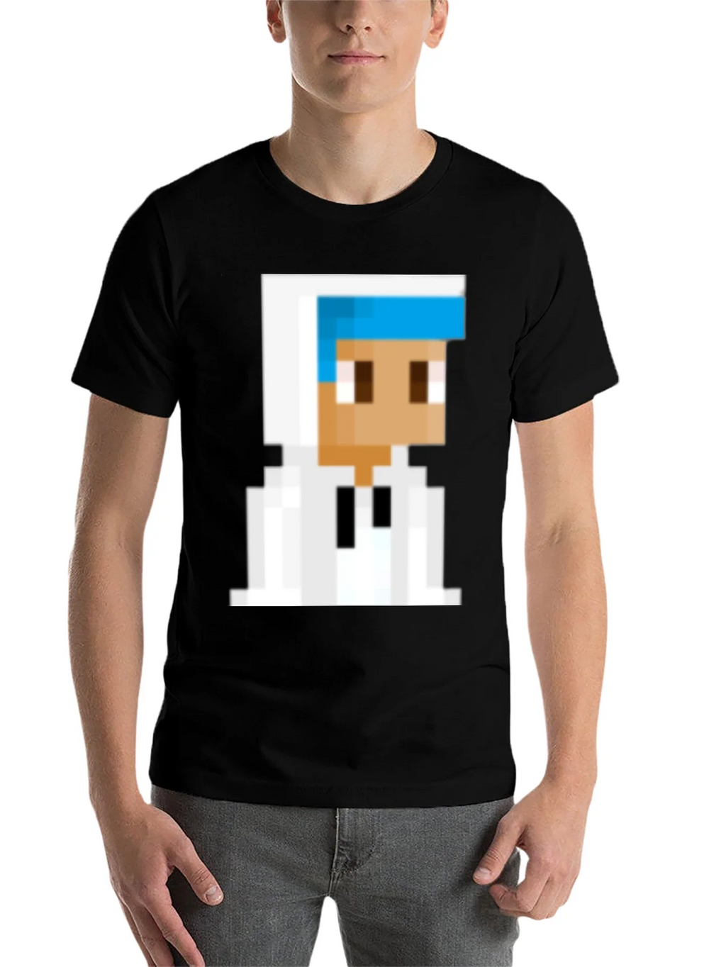 Pixelated Character Graphic Tee - Black Cotton Blend product image 4