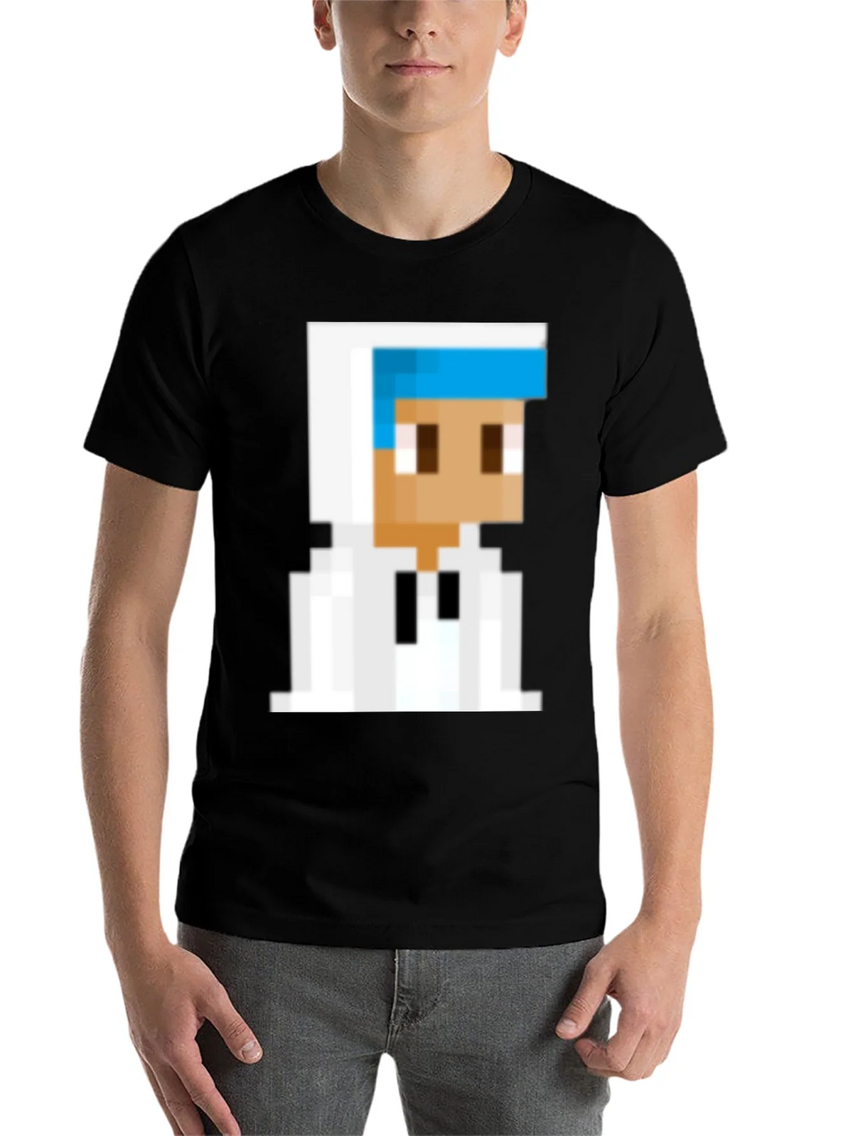 Pixelated Character Graphic Tee - Black Cotton Blend product image 4
