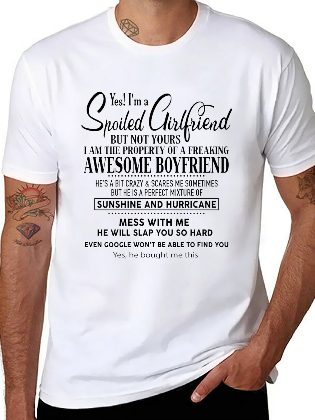 Spoiled Girlfriend Awesome Boyfriend Graphic Tee product image 7