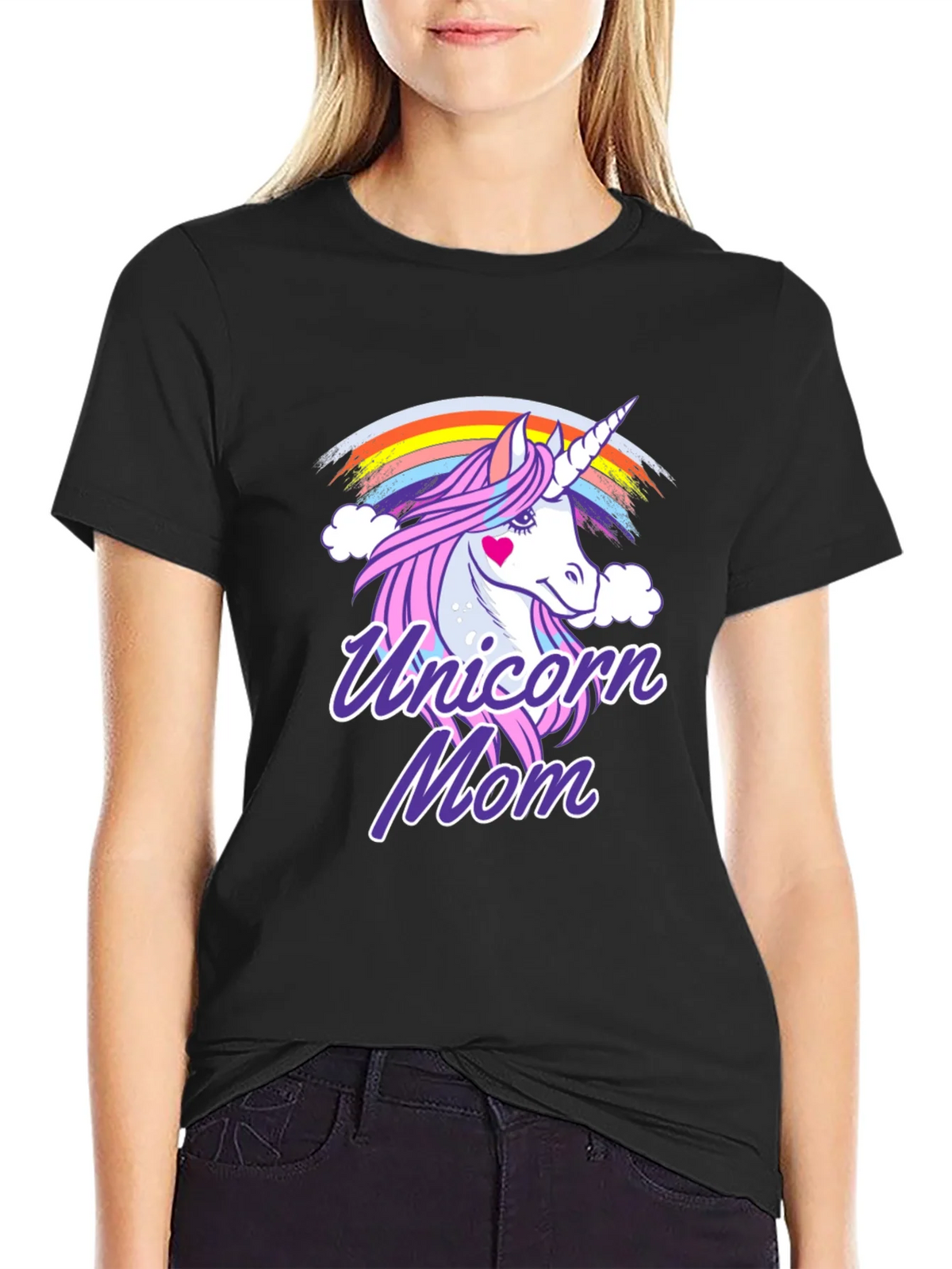 Unicorn Mom Graphic T-Shirt - Cute Rainbow Design product image 2
