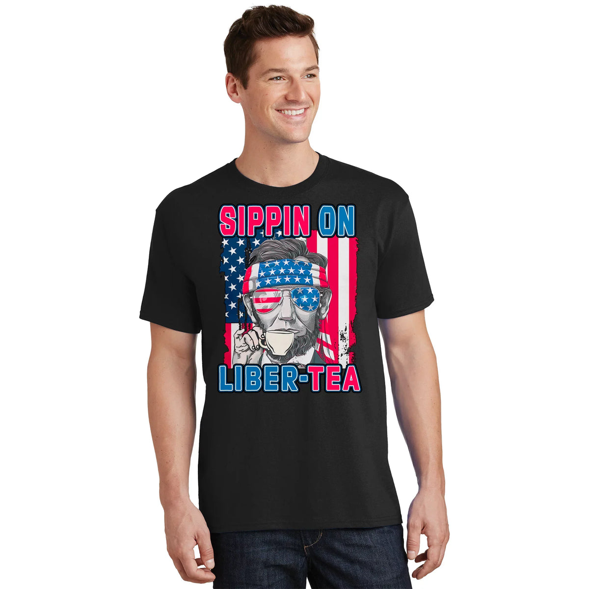 Sippin On Liberty 4th of July Abraham Lincoln T-Shirt product image 1