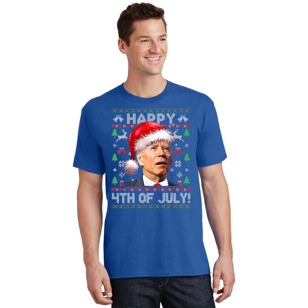 Santa Joe Biden Happy 4th Of July Ugly Christmas Meaningful product image 1