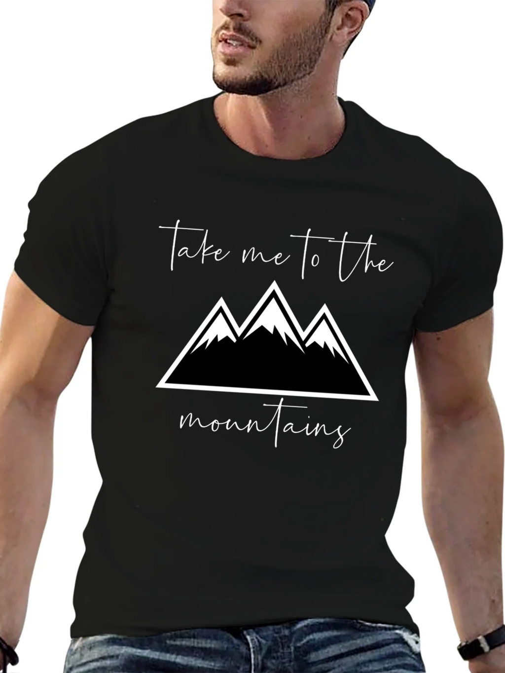 Mountains Graphic Tee - Black Cotton T-Shirt product image 6