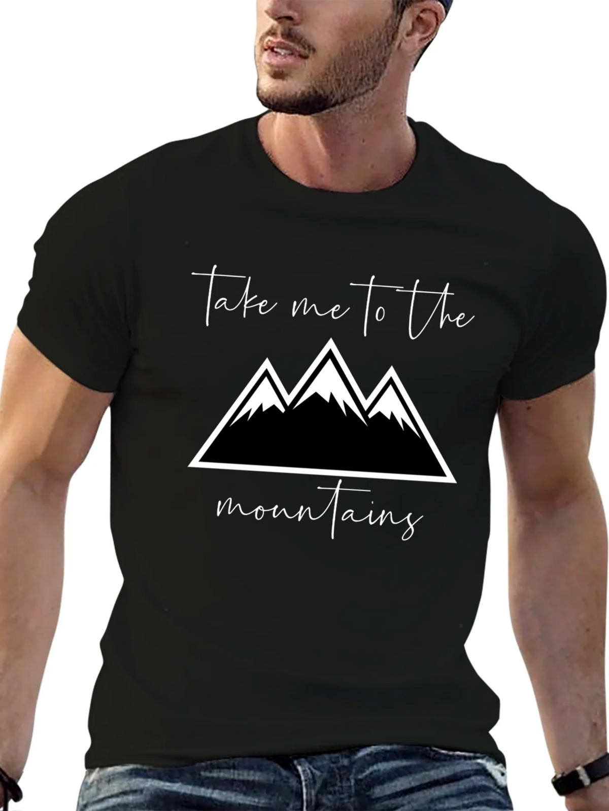Mountains Graphic Tee - Black Cotton T-Shirt product image 6