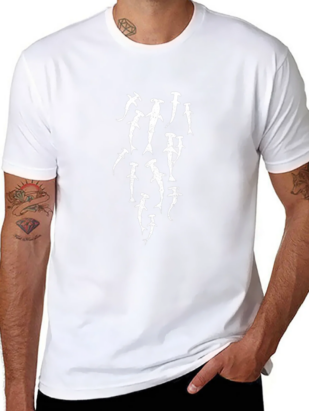 Hammerhead Shark Graphic Print Black T-Shirt product image 7