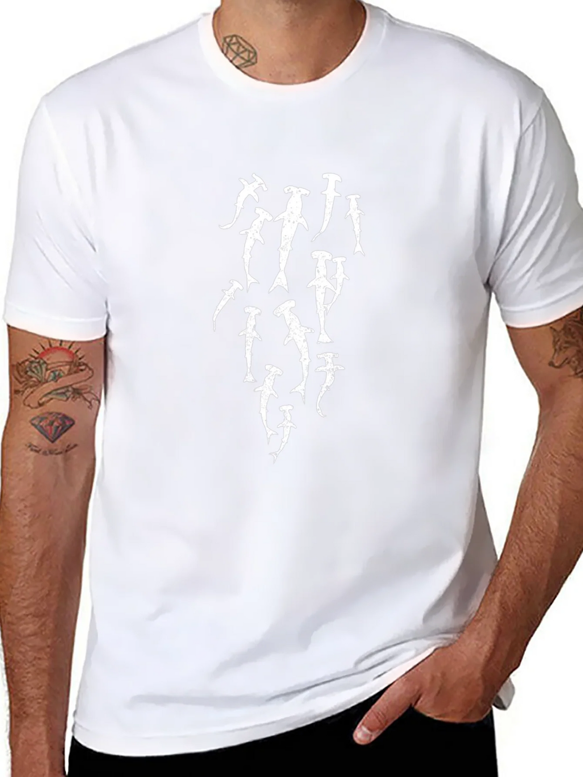 Hammerhead Shark Graphic Print Black T-Shirt product image 7