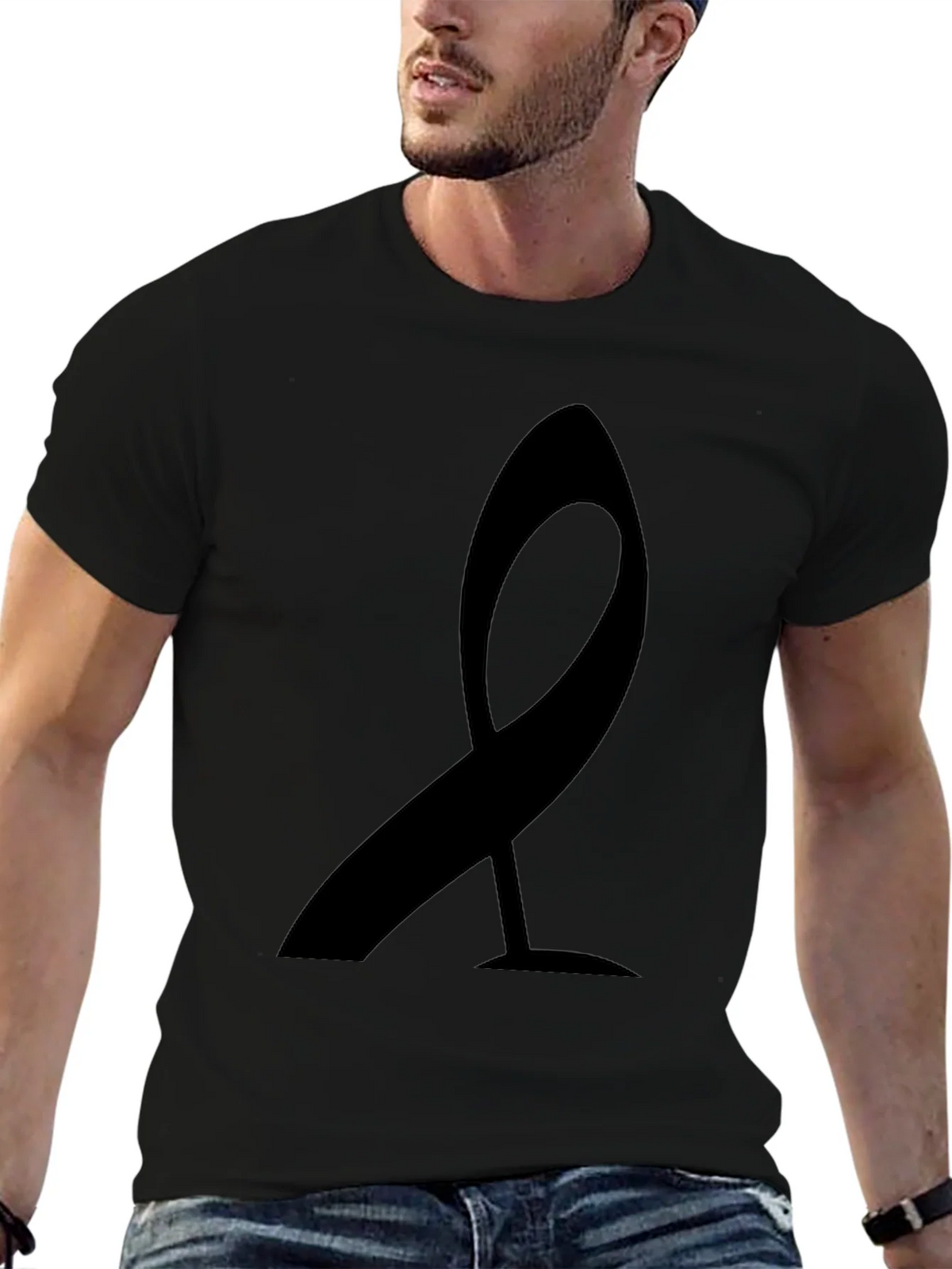 Modern Ribbon Graphic Tee - Black Casual Shirt product image 6