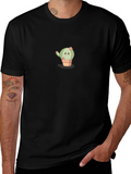 Cute Cactus Graphic Tee - Black Crew Neck T-Shirt product image 1