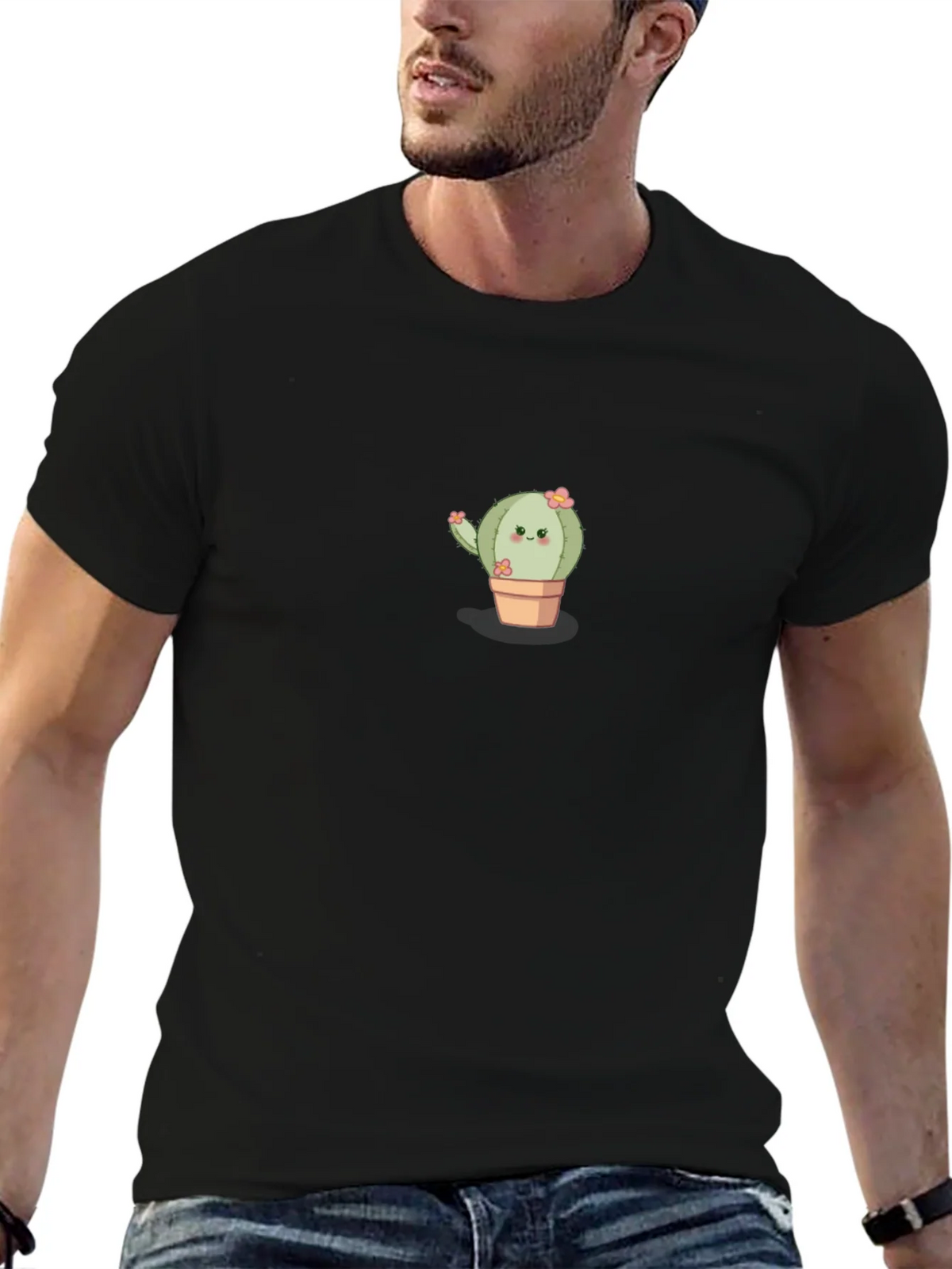 Cute Cactus Graphic Tee - Black Crew Neck T-Shirt product image 6
