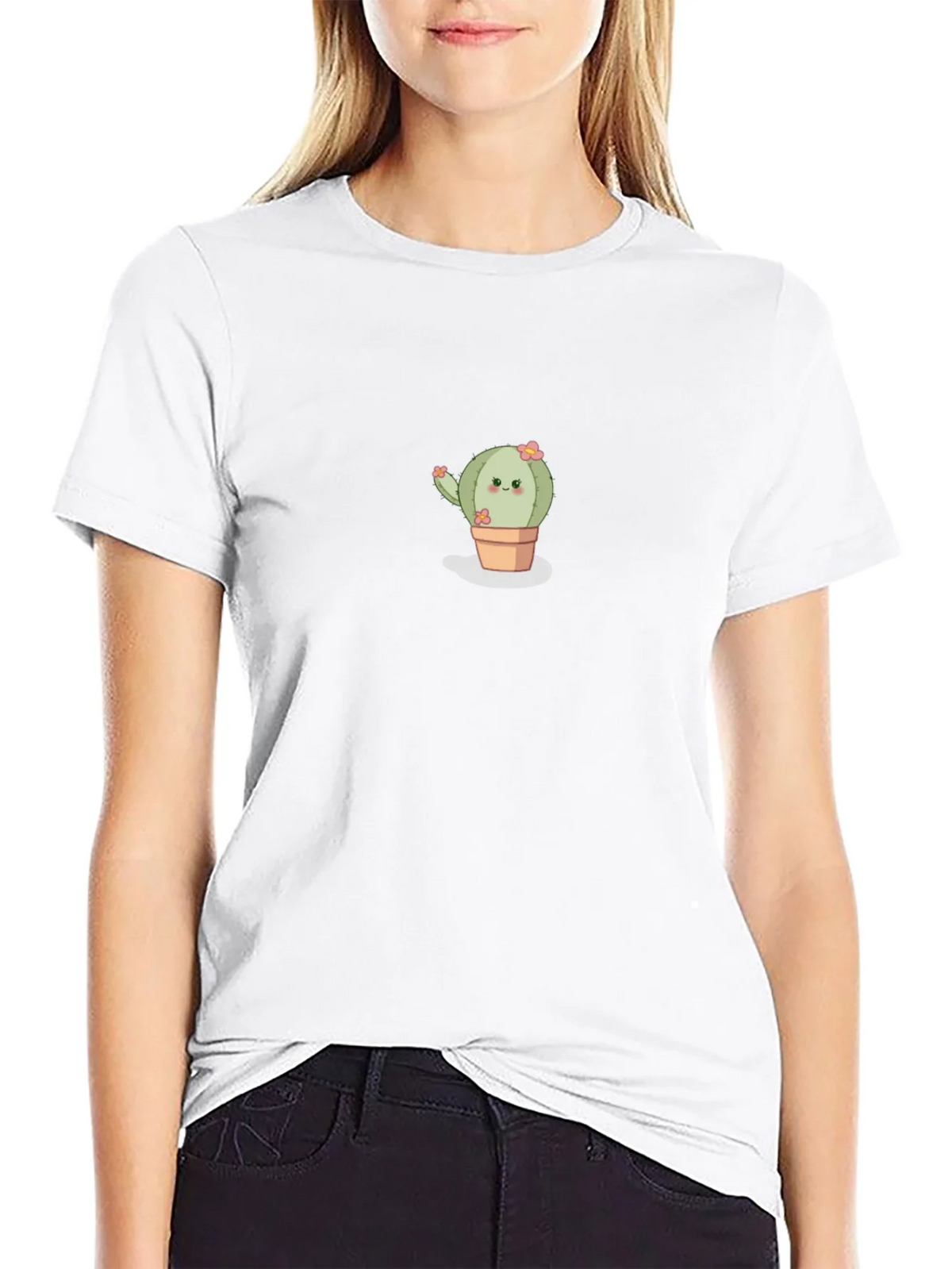 Cute Cactus Graphic Tee - Black Crew Neck T-Shirt product image 8