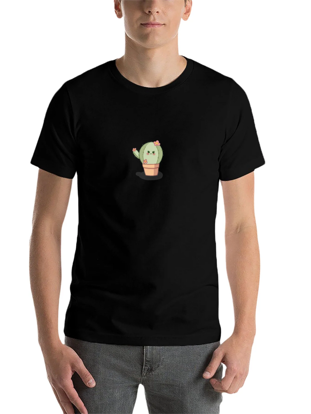 Cute Cactus Graphic Tee - Black Crew Neck T-Shirt product image 4