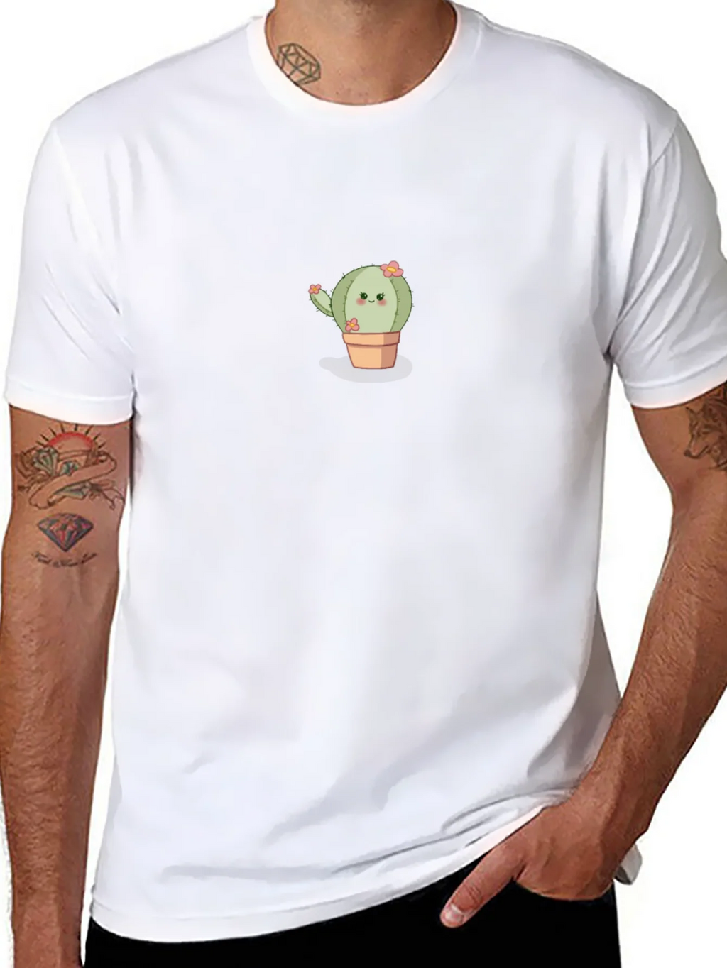 Cute Cactus Graphic Tee - Black Crew Neck T-Shirt product image 7