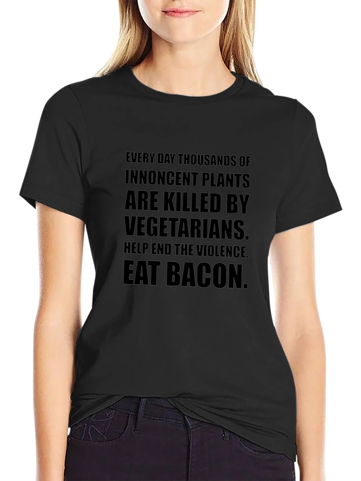 Eat Bacon Slogan Tee - End Plant Violence product image 2
