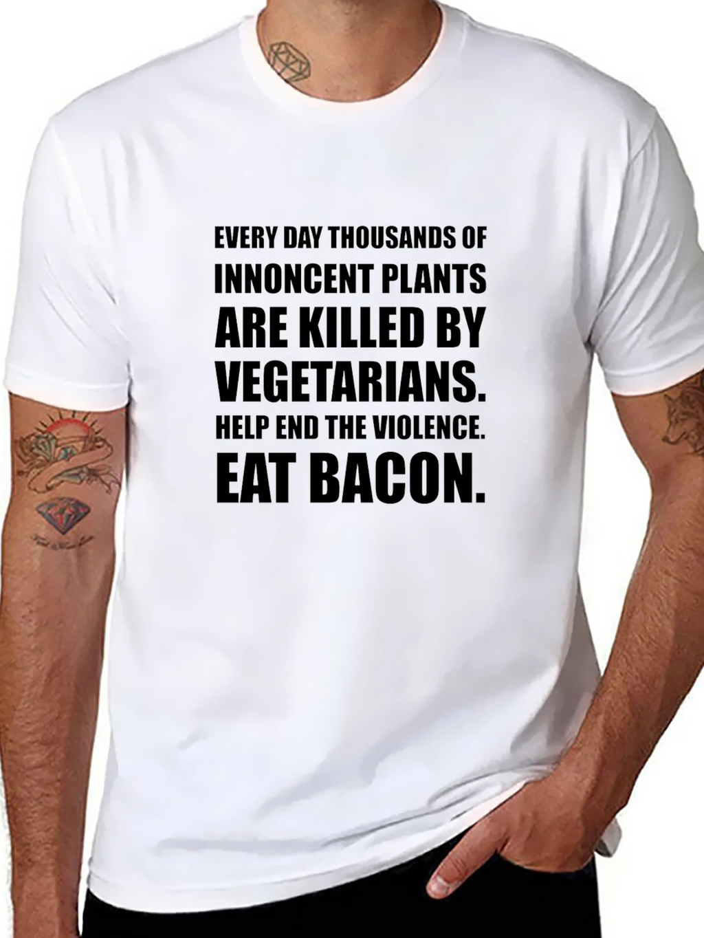Eat Bacon Slogan Tee - End Plant Violence product image 7