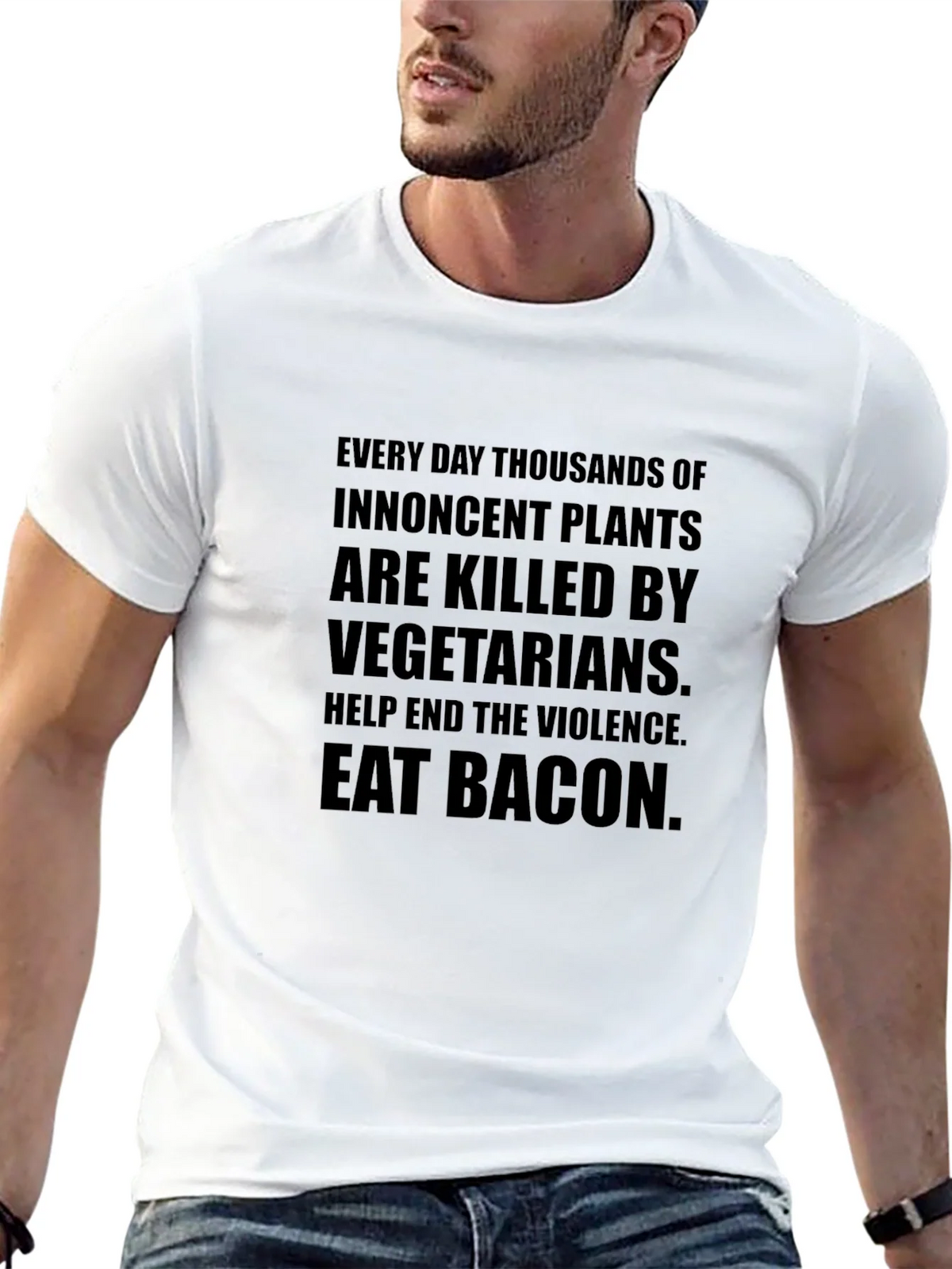 Eat Bacon Slogan Tee - End Plant Violence product image 12