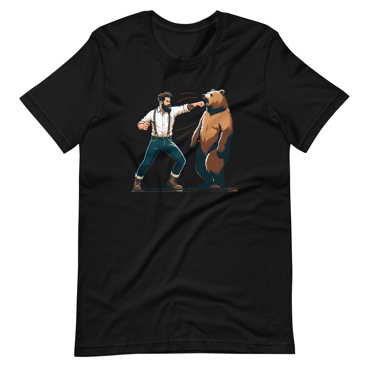 Funny Man Punching Bear Hunting Camping Wildlife Unisex product image 2