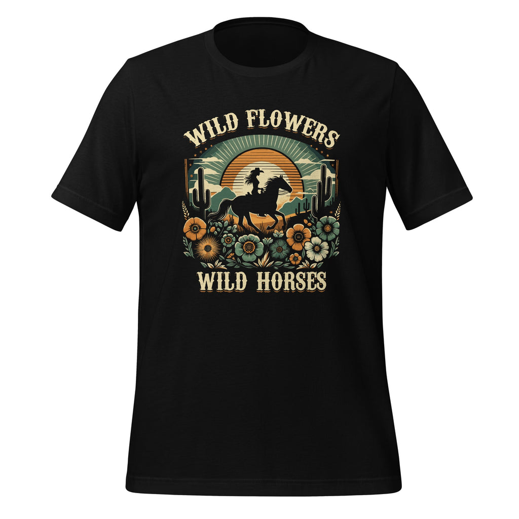 Wild Flowers And Horses Vintage Sunset Country Cowgirl product image 1