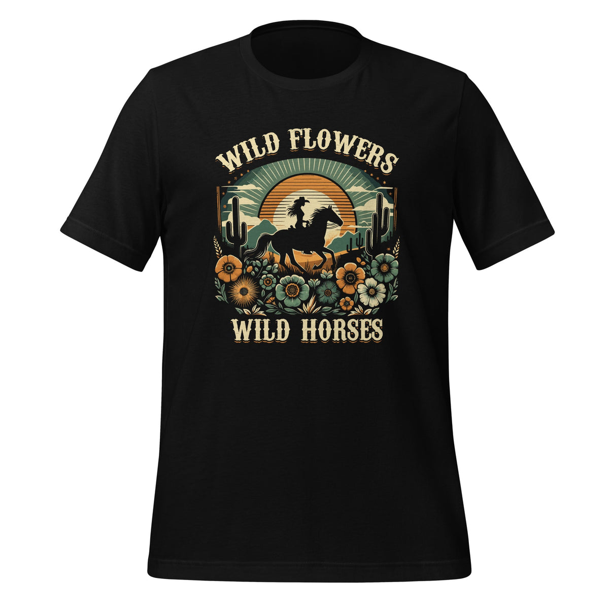 Wild Flowers And Horses Vintage Sunset Country Cowgirl product image 1
