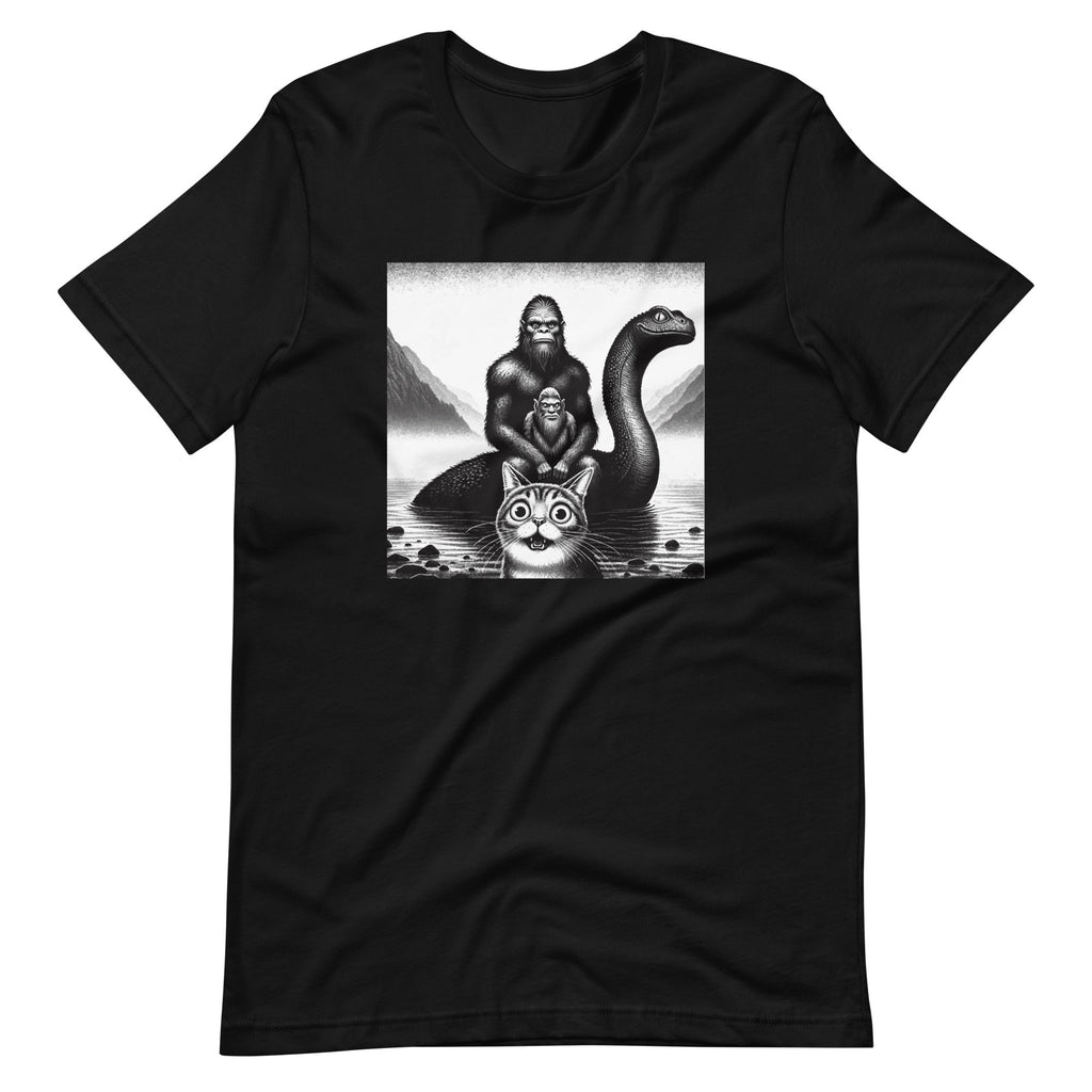 Bigfoot Riding Loch Ness Monster Surprised Scared Cat product image 2