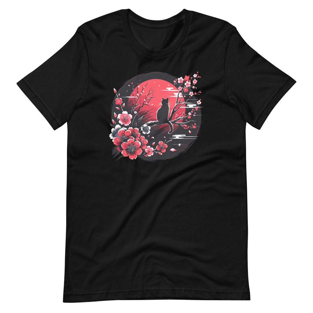 Japanese Ink Painting Cat Cherry Blossom Flower Sun Unisex product image 2