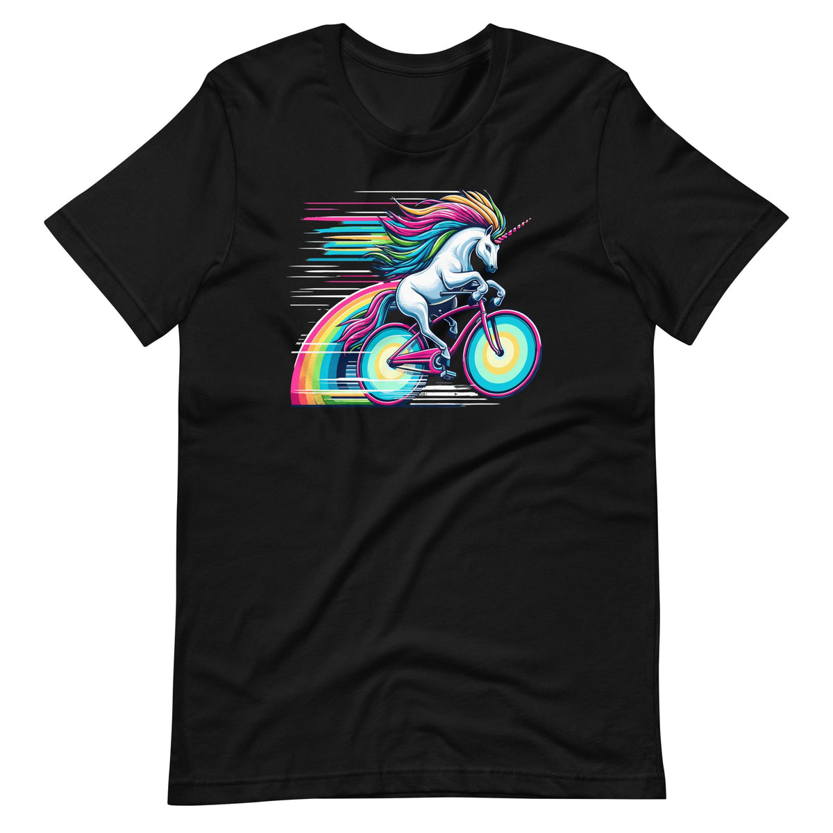 Unicorn Riding Bicycle Rainbow Cycling Unisex T-Shirt product image 2