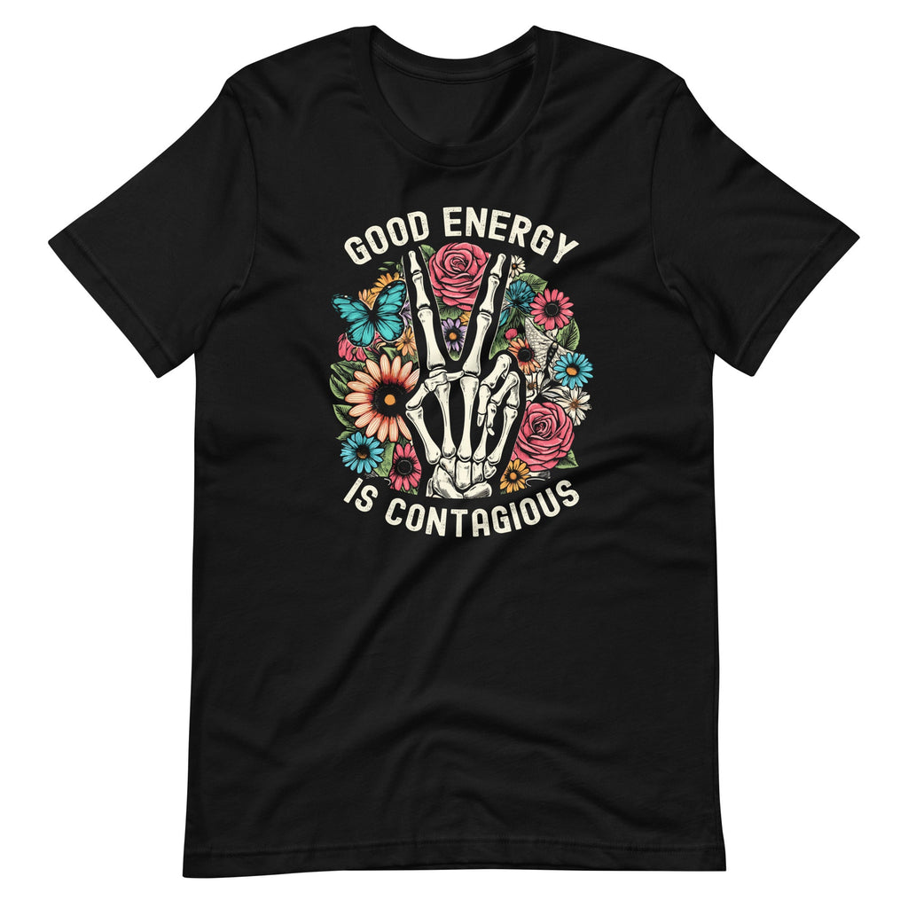 Good Energy Is Contagious Floral Flower Skeleton Hand product image 2