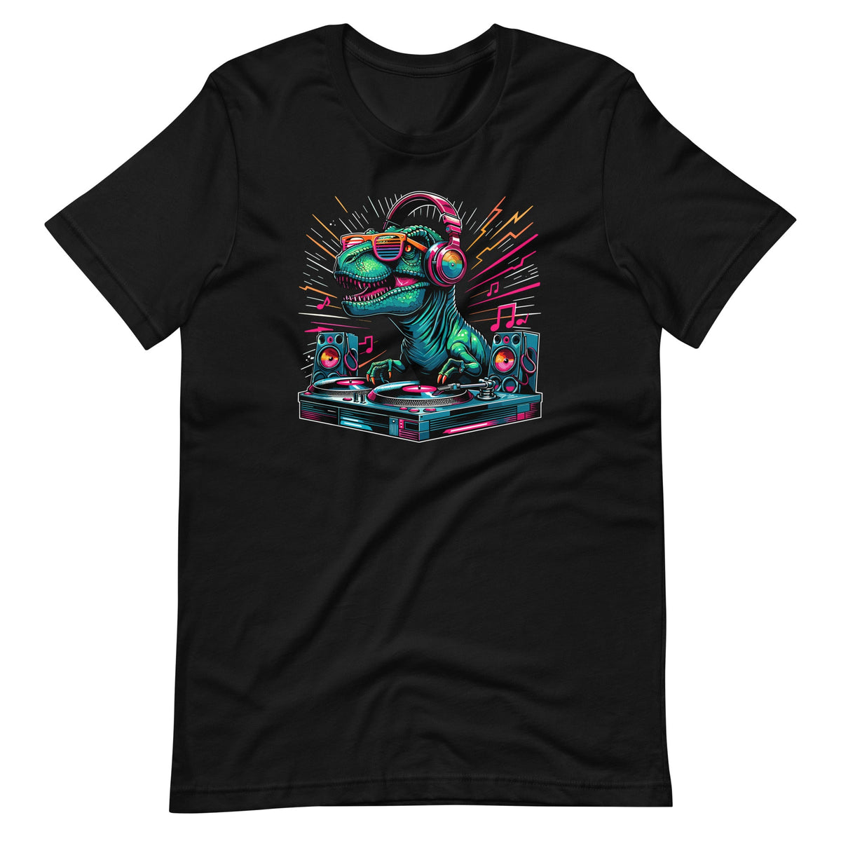Disk Jockey Cool T-Rex Dinosaur Music DJ Unisex T-Shirt product image 2
