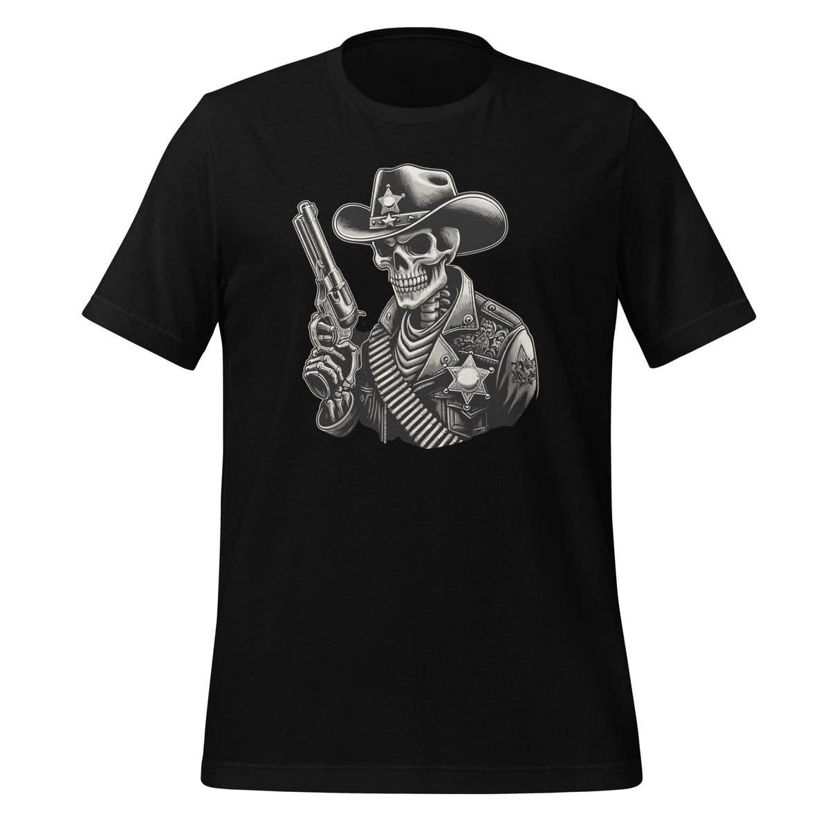 Skeleton Sheriff Costume With A Gun Cowboys Fan Unisex product image 1