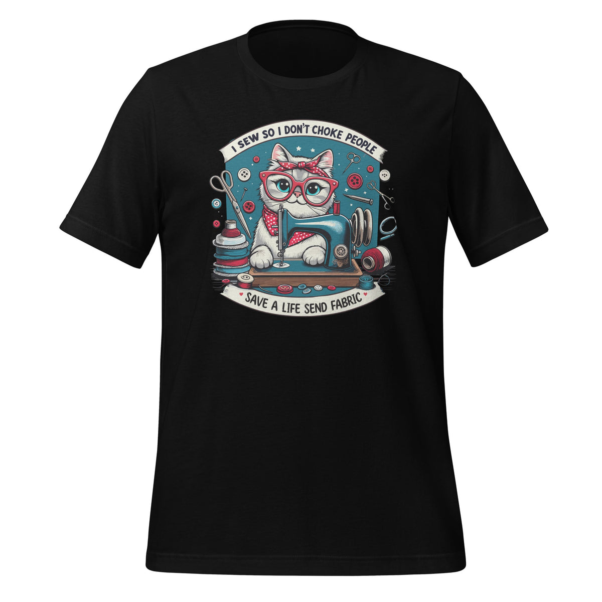 Cat I Sew So I Don’t Choke People Save A Life Send Fabric product image 1