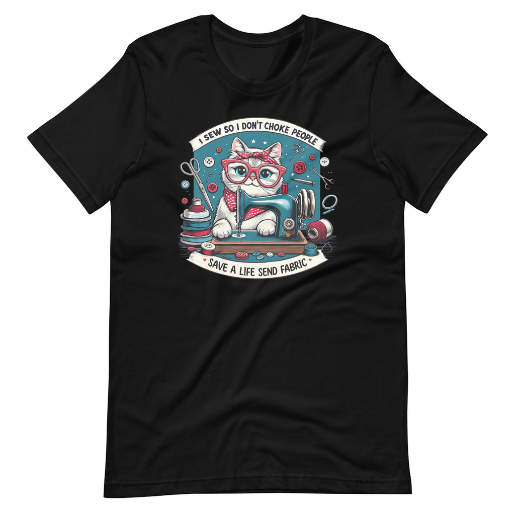 Cat I Sew So I Don’t Choke People Save A Life Send Fabric product image 2