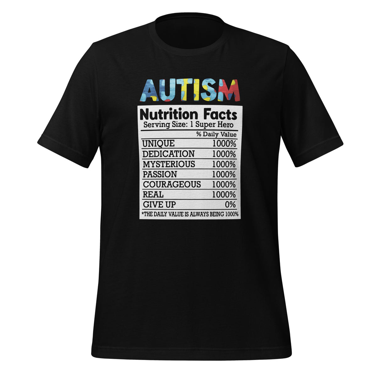 Autism Nutrition Fact Acceptance Awareness Day Funny Unisex product image 1