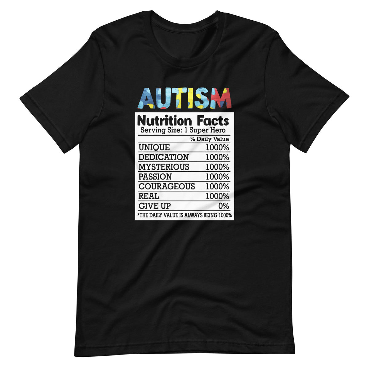 Autism Nutrition Fact Acceptance Awareness Day Funny Unisex product image 2