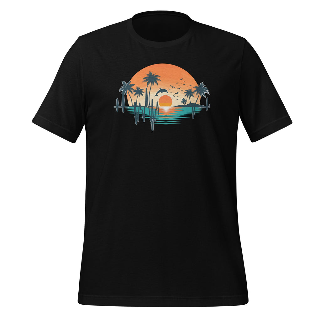 Heartbeat With Tropical Palm Trees Beach Island And Dolphin product image 1