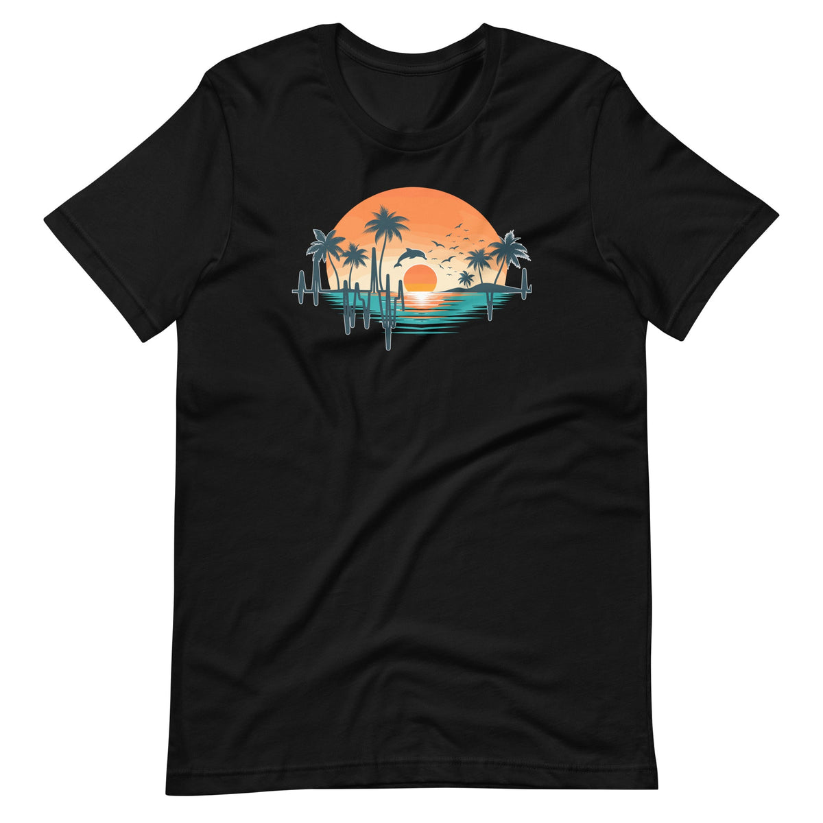 Heartbeat With Tropical Palm Trees Beach Island And Dolphin product image 2