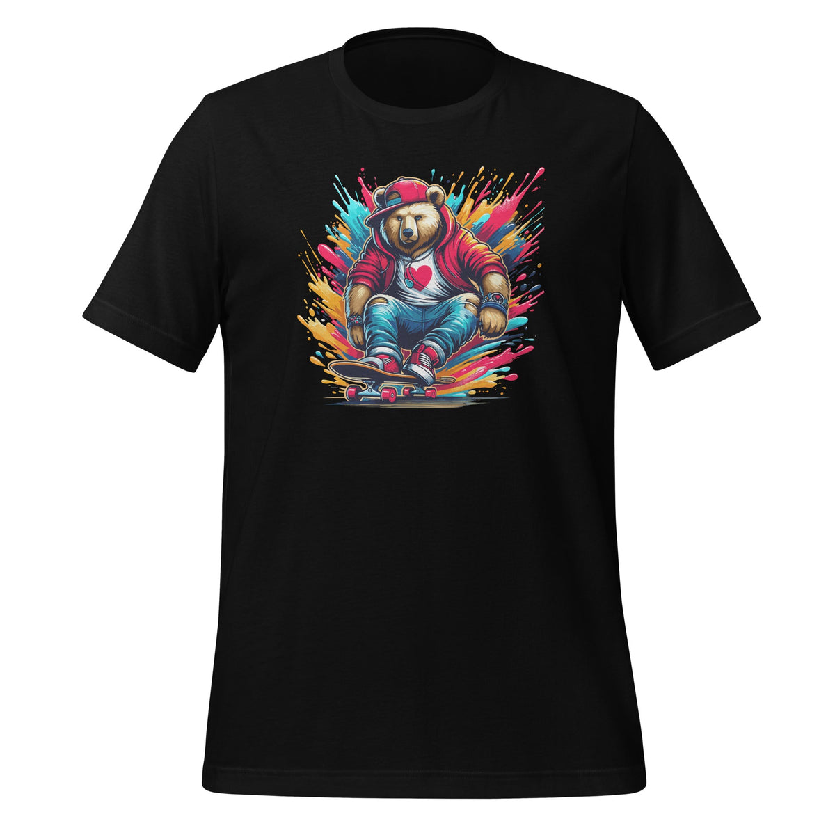 Colorful Splash With Skateboard Skateboarding Bear Unisex product image 1