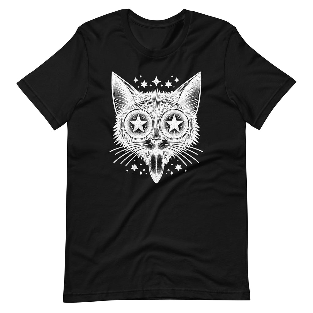 Weirdcore Cat Trippy Gothic Black Unisex T-Shirt product image 2