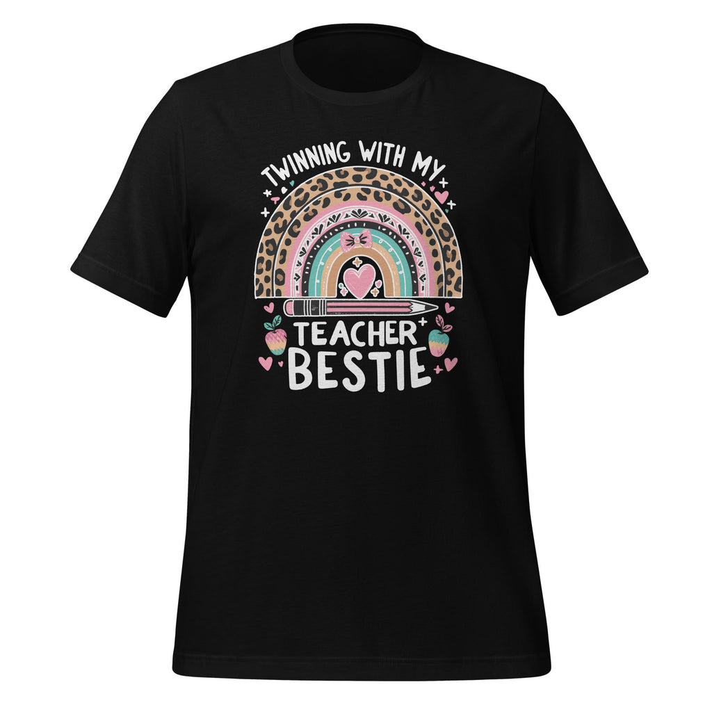 Boho Rainbow Twinning With My Teacher Bestie Unisex T-Shirt product image 1