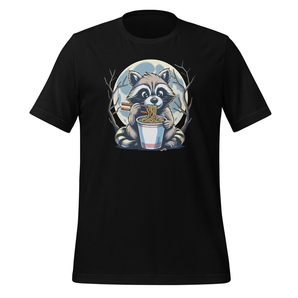 Raccoon Eating Instant Noodle Cup Funny Animal Graphic Unisex t-Shirt
