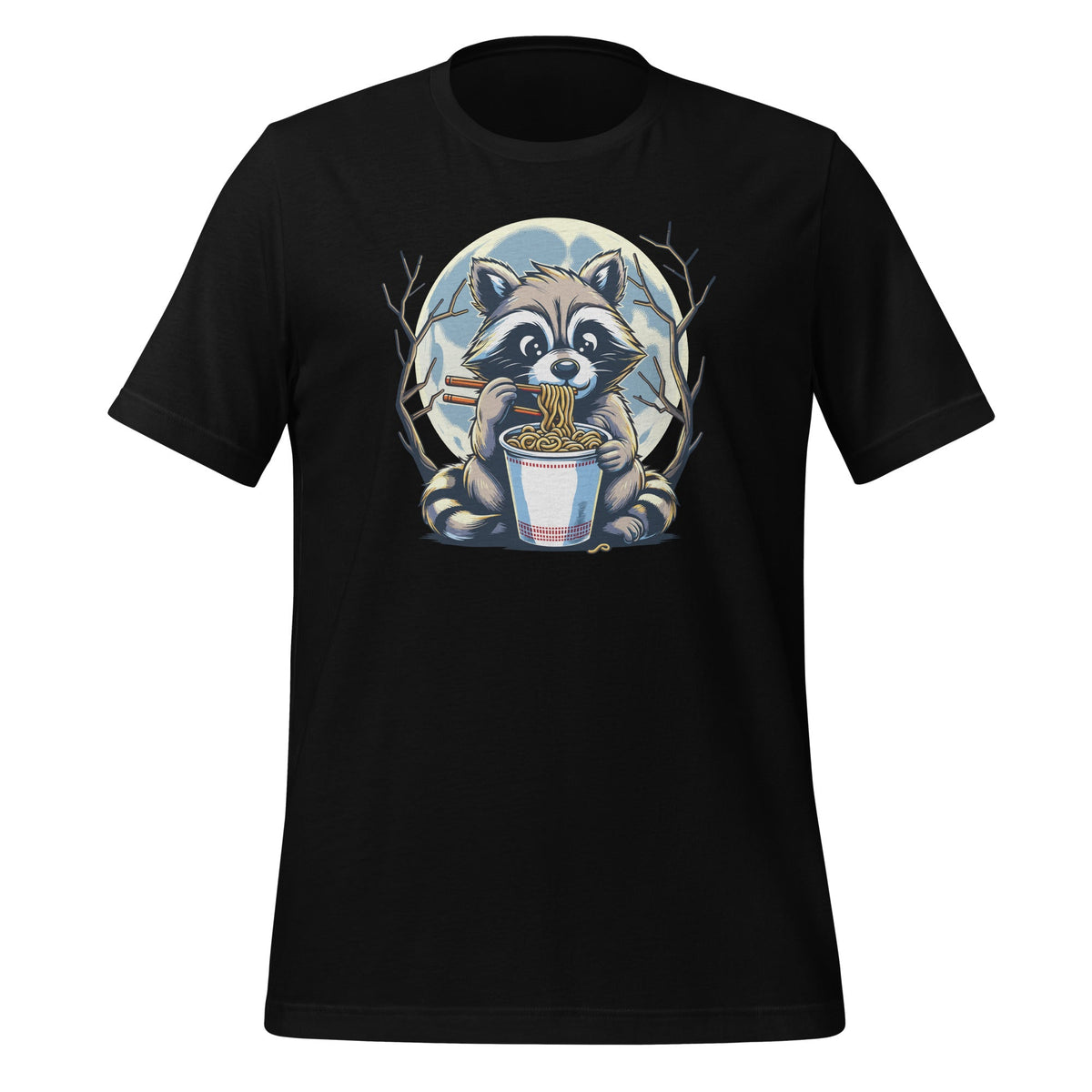 Raccoon Eating Instant Noodle Cup Funny Animal Graphic Unisex t-Shirt