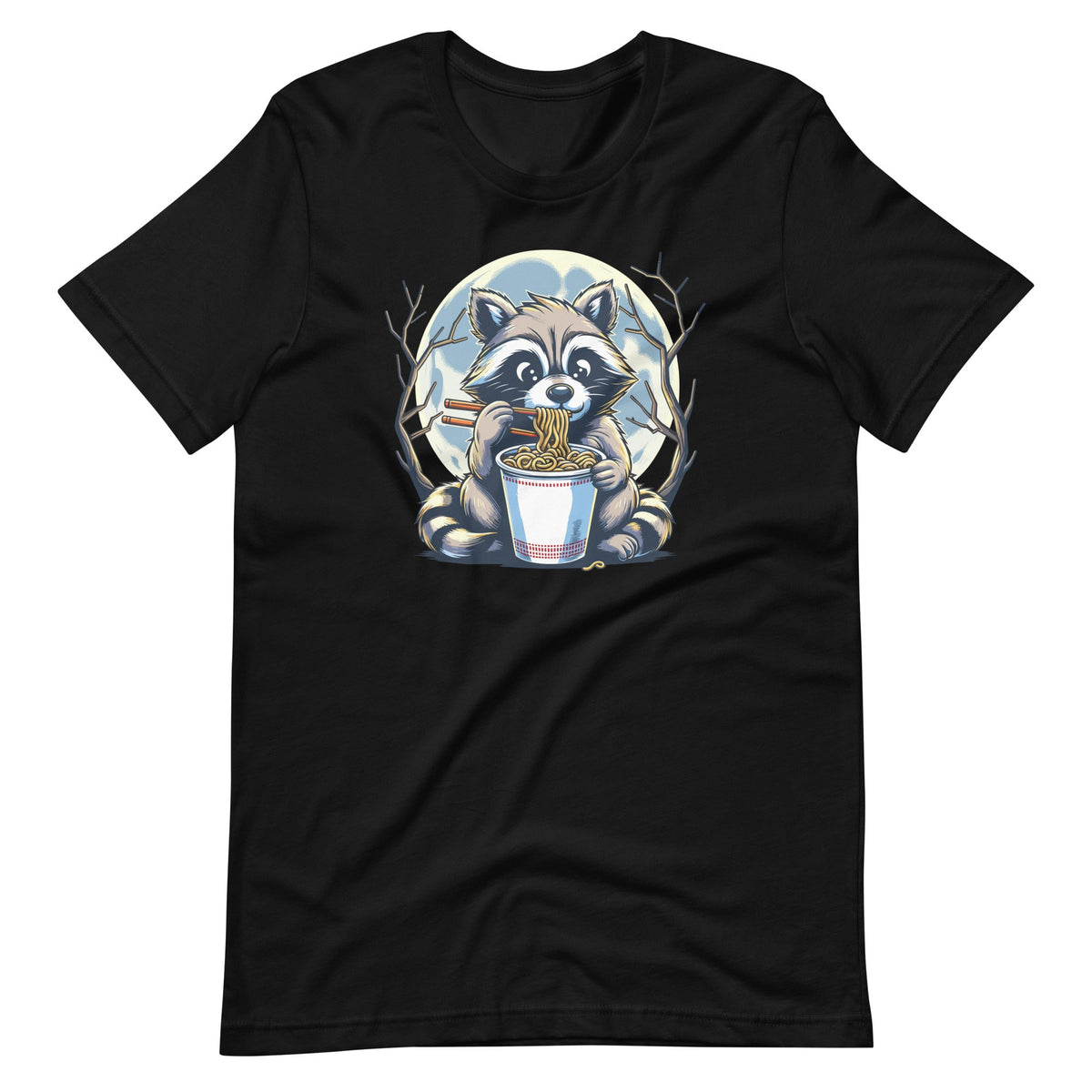 Raccoon Eating Instant Noodle Cup Funny Animal Graphic Unisex t-Shirt